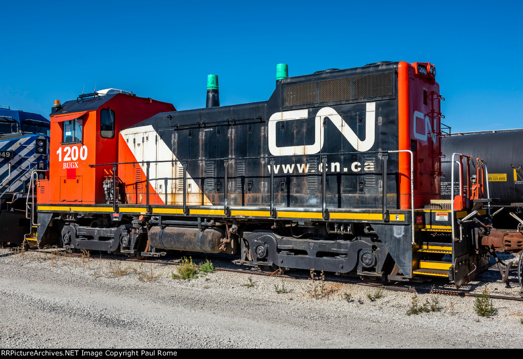 BUGX 1200, ex IC ICG SW7RM, ex IC ICG 1438 SW14, ex IC 9155 EMD NW2 at BRC Clearing Yard